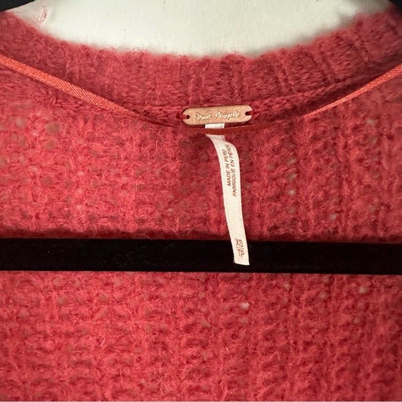 Free People | Cherry Red Weekend Getaway Cardigan Fuzzy Knit Size XS - Picture 3 of 6